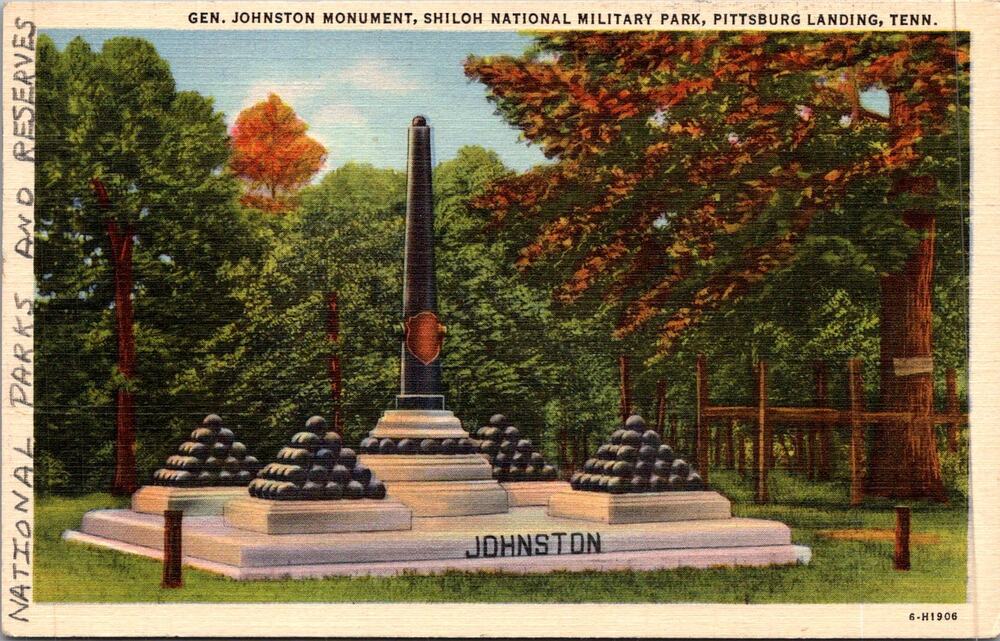 Gen. Johnston Monument Pittsburgh Landing TN Vintage Postcard SP17-16